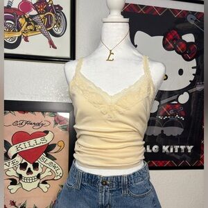 Cream Lace Detail Full Length Cami Top